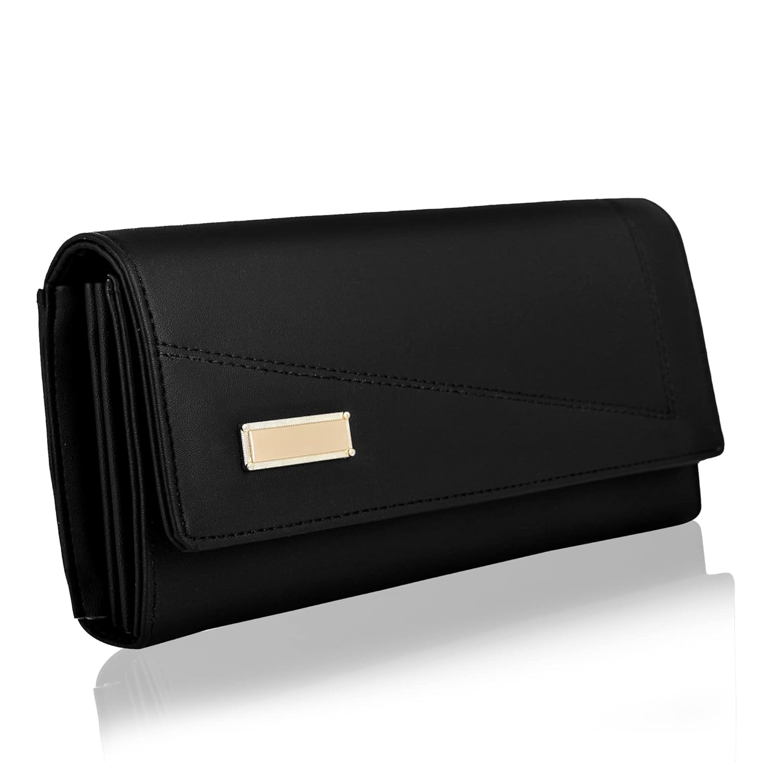 ALSU Faux Leather Women’s Wallet Hand Clutch | Phone Pocket | 4 Card Pockets (Black)