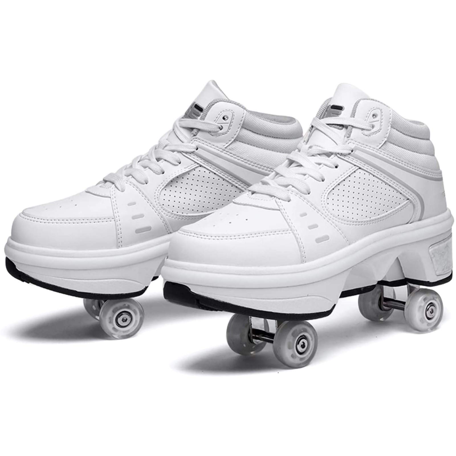 Pattini Rotelle Multiuso 2 In 1 Pattini Rotelle Regolabili A 4 Ruote Pattini Per Donna Uomo, Pattini A Rotelle Scarpe Da Tennis, Regalo Per Principianti Unisex