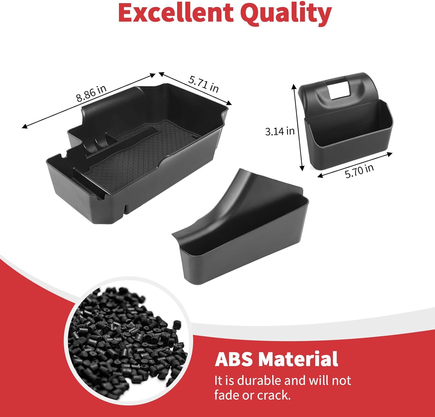 Linskip Center Console Storage Organizer Kit Compatible with Chevy Colorado & GMC Canyon 2014-2022 (Non-Wireless Charging Models), Armrest Tray + Hanging Storage Box + Gear Shift Side Pocket