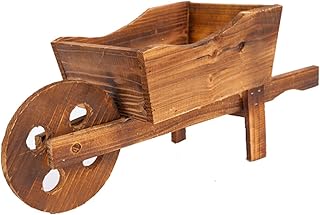 ASSR Wooden Small Cart Flower Pot,Multifunction Wooden Wheelbarrow Planter Ornamental Plant Pot,Creative Garden Planters for Outdoor Indoor