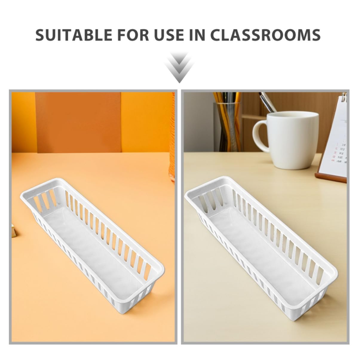 Alipis Organiseur de Crayons en Plastique Blanc, Design Rectangulaire Simple Ventilation, Lot de 12 Paniers Multifonctions pour Bureau et Salle de Classe