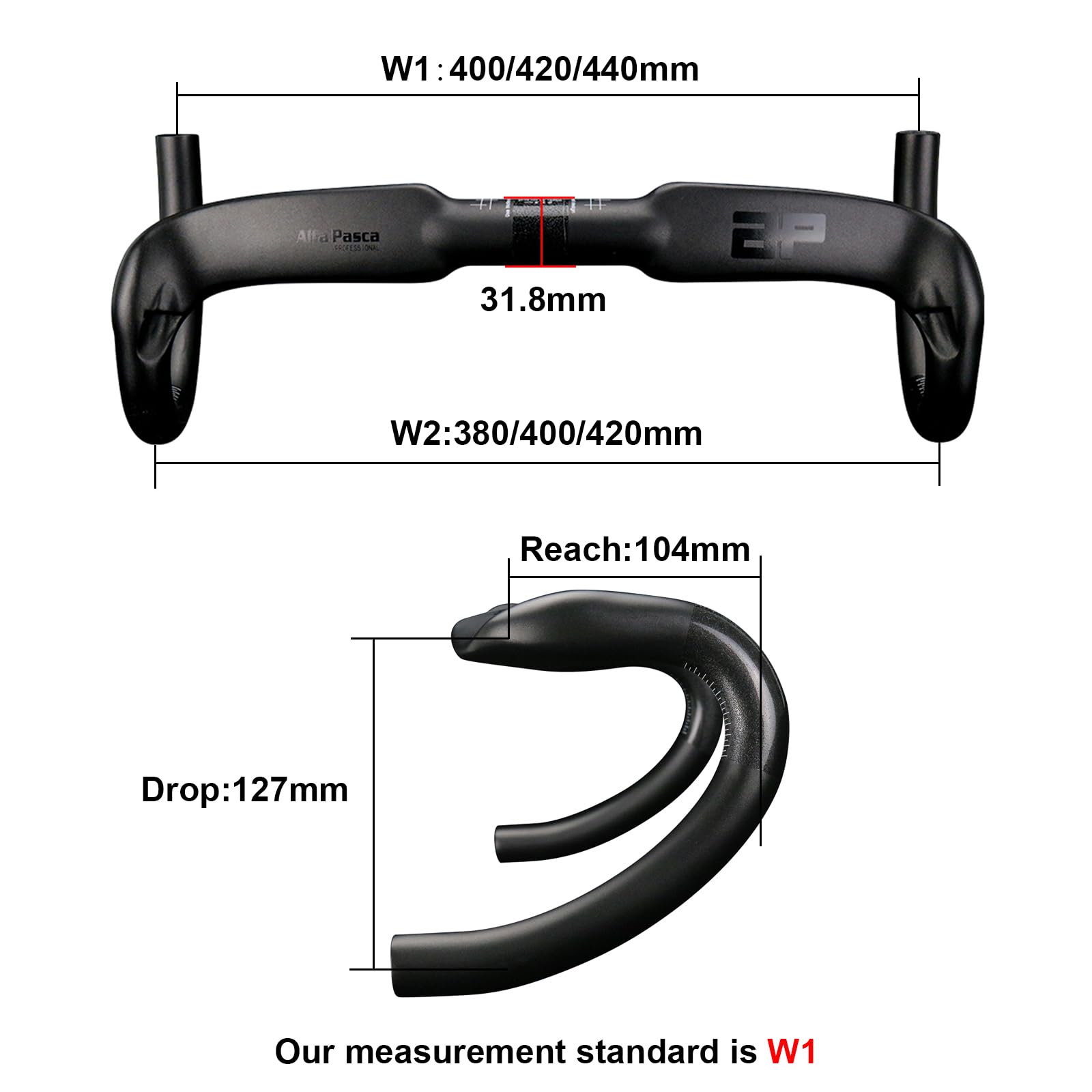 Alfa Pasca carbon aero lenker fahrradlenker 31.8 rennrad lenker 400mm