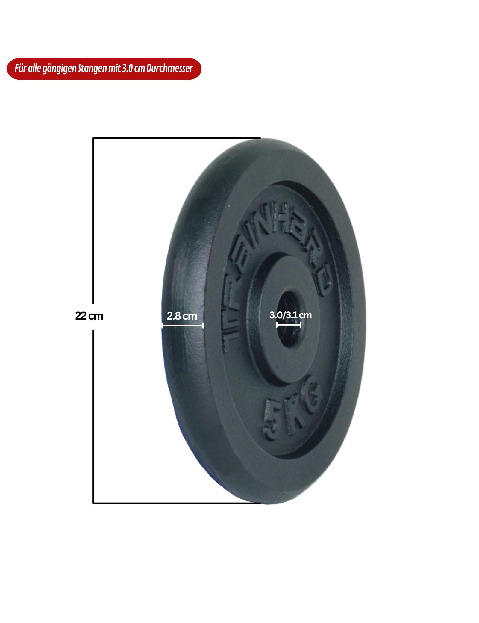 Bad Company Disques Haltère Fonte 10 Kg (2 X 5 Kg) – Alésage 30/31 Mm, Pour Barres Standard, Entraînement Maison Ou Salle