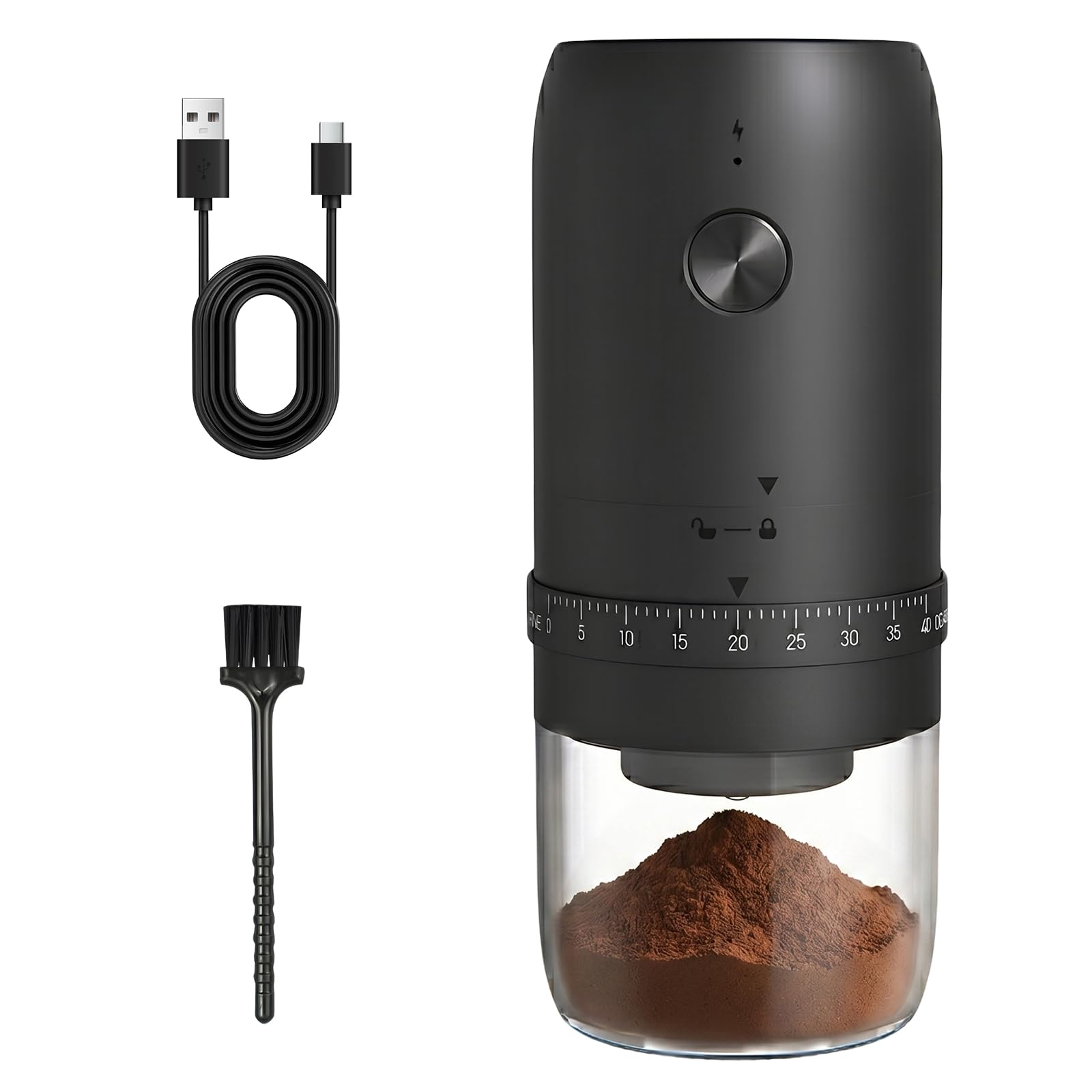 Electric Coffee Grinder, Portable Coffee Bean Grinder with Conical Ceramic Burr, USB-C Re…
