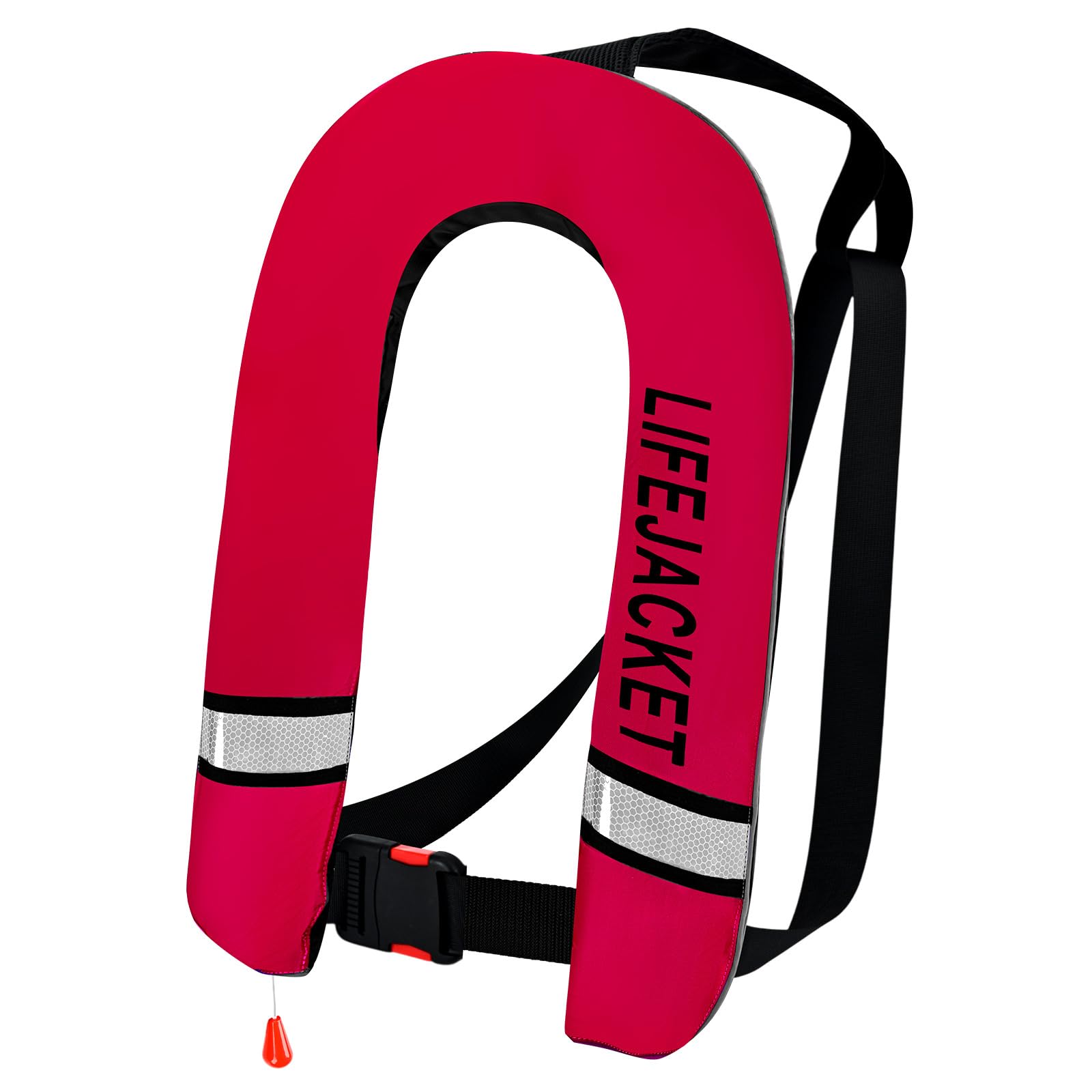 Chaleco inflable para deportes acuáticos con cierres ajustables, acento reflectante, soporte de flotación para pesca, navegación, chaleco para exteriores