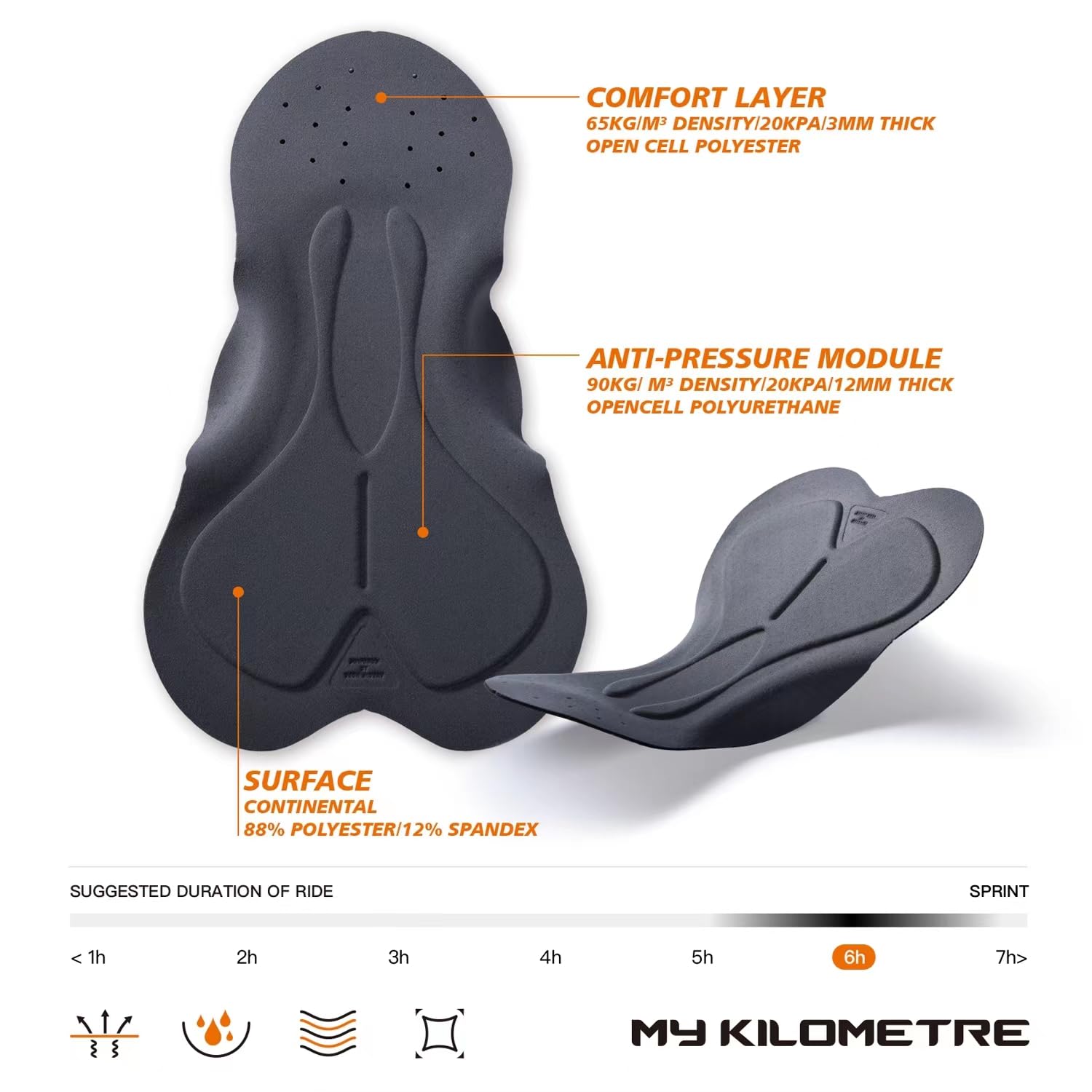MY KILOMETRE Culote de Ciclismo Largo de Invierno para Hombre – Térmico y Cortavientos, con Acolchado 3D y 2 Bolsillos Laterales Reflectantes
