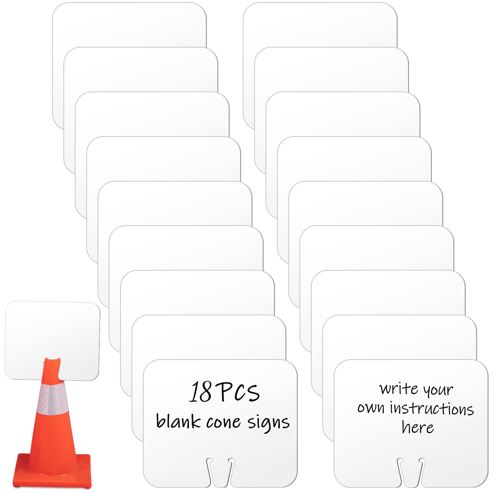 Geetery 6 Pcs Blank Traffic Cone Signs, 10.4"x12.6" Write-on Sign, Orange — Amazon image 8