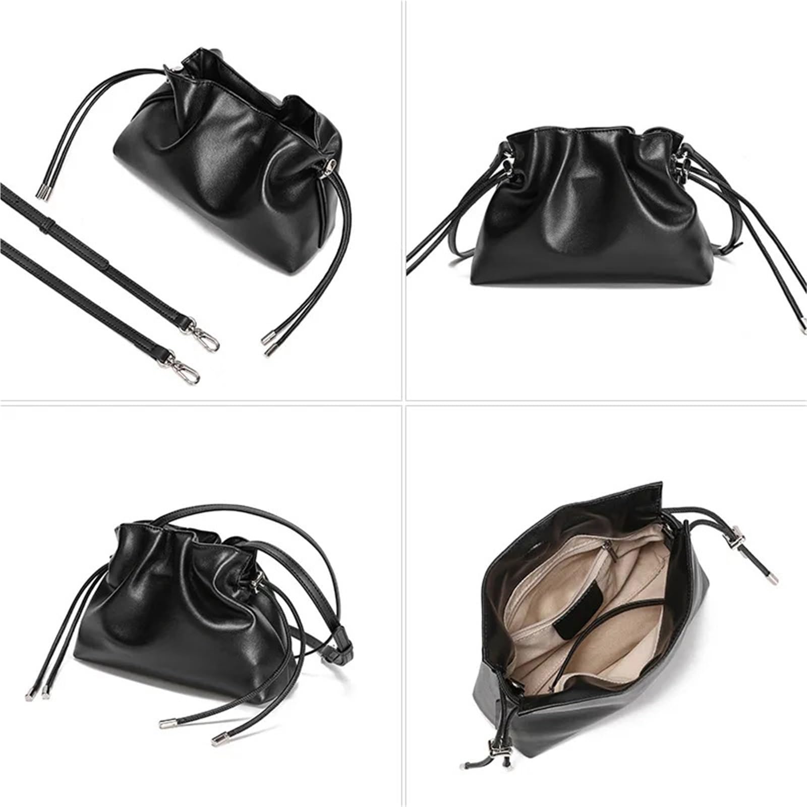 Bolso bandolera plisado de lujo con diseño nube: bolso piel auténtica cordón ajustable, un pequeño y versátil for una dama elegante Para Viajes Compras Trabajo Citas