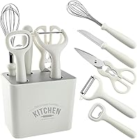 Vista 1 de Juego de 6 utensilios de cocina multifuncionales con asiento de almacenamiento, juego de utensilios de cocina complementarios de frutas, volteador