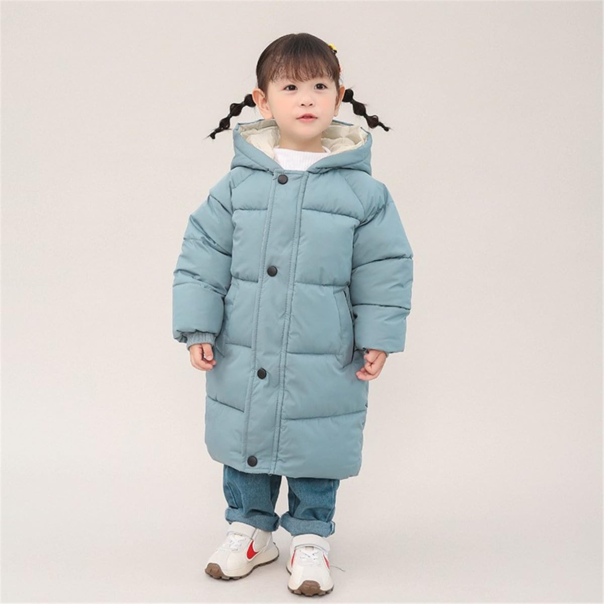 JELEUON Kids Boys Girls Winter Warm Hooded Puffer Down Jacket Lightweight Windproof Padded Warm Coat Outerwear 100