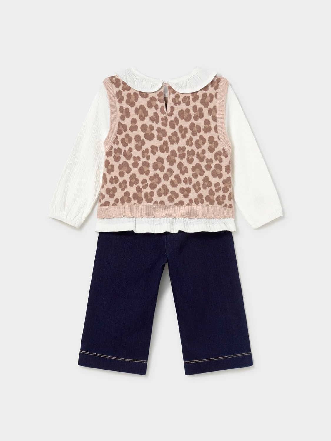 Mayoral Attached Vest Pants Set for Baby-Girls Walnut