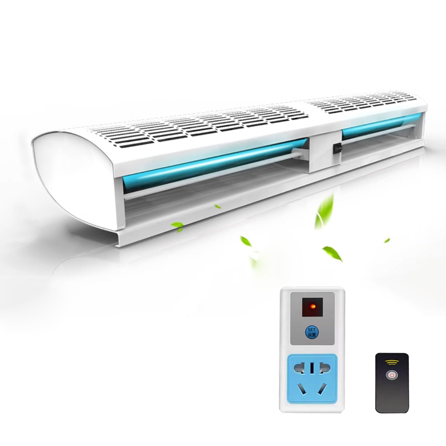 Cortina de aire eléctrica con mando a distancia, velocidad y dirección ajustables, ahorro de energía silencioso para puertas y entradas