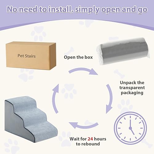Miniatura 6 de Escaleras para perros pequeños, rampa para perros de 2 escalones para sofá, escaleras para mascotas con espuma de alto apoyo y parte inferior