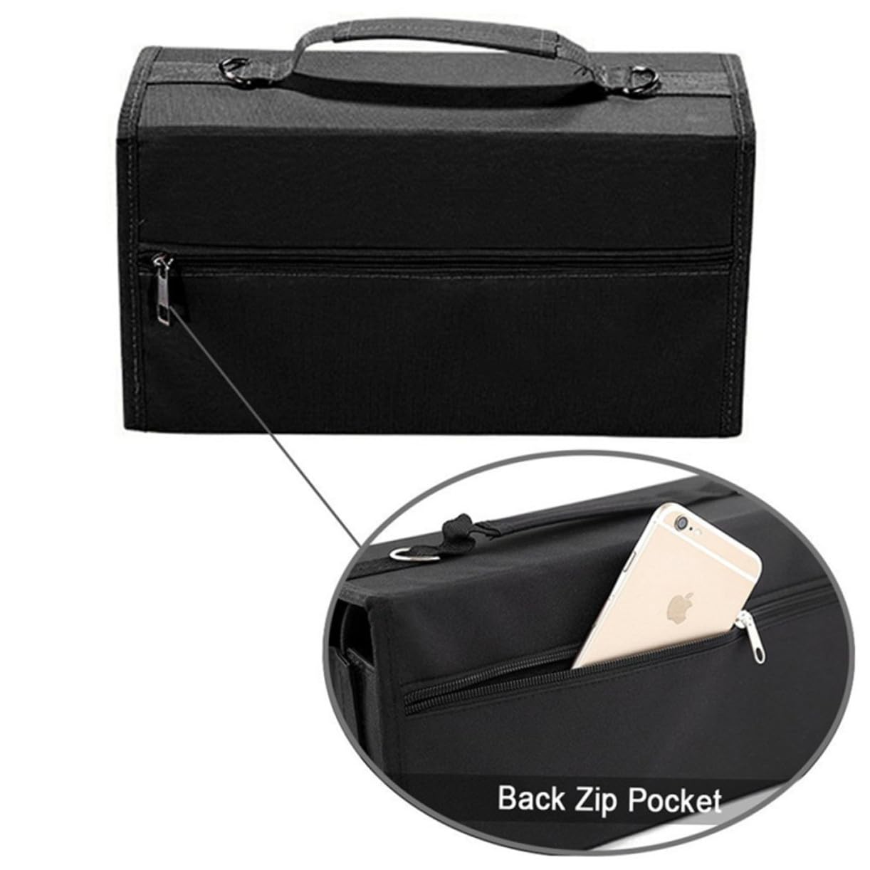 Custodia Porta Pennarelli con 80 Scomparti Nero, Organizer Portatile per Pennarelli da Disegno, Custodia Protettiva per Arte e Ufficio