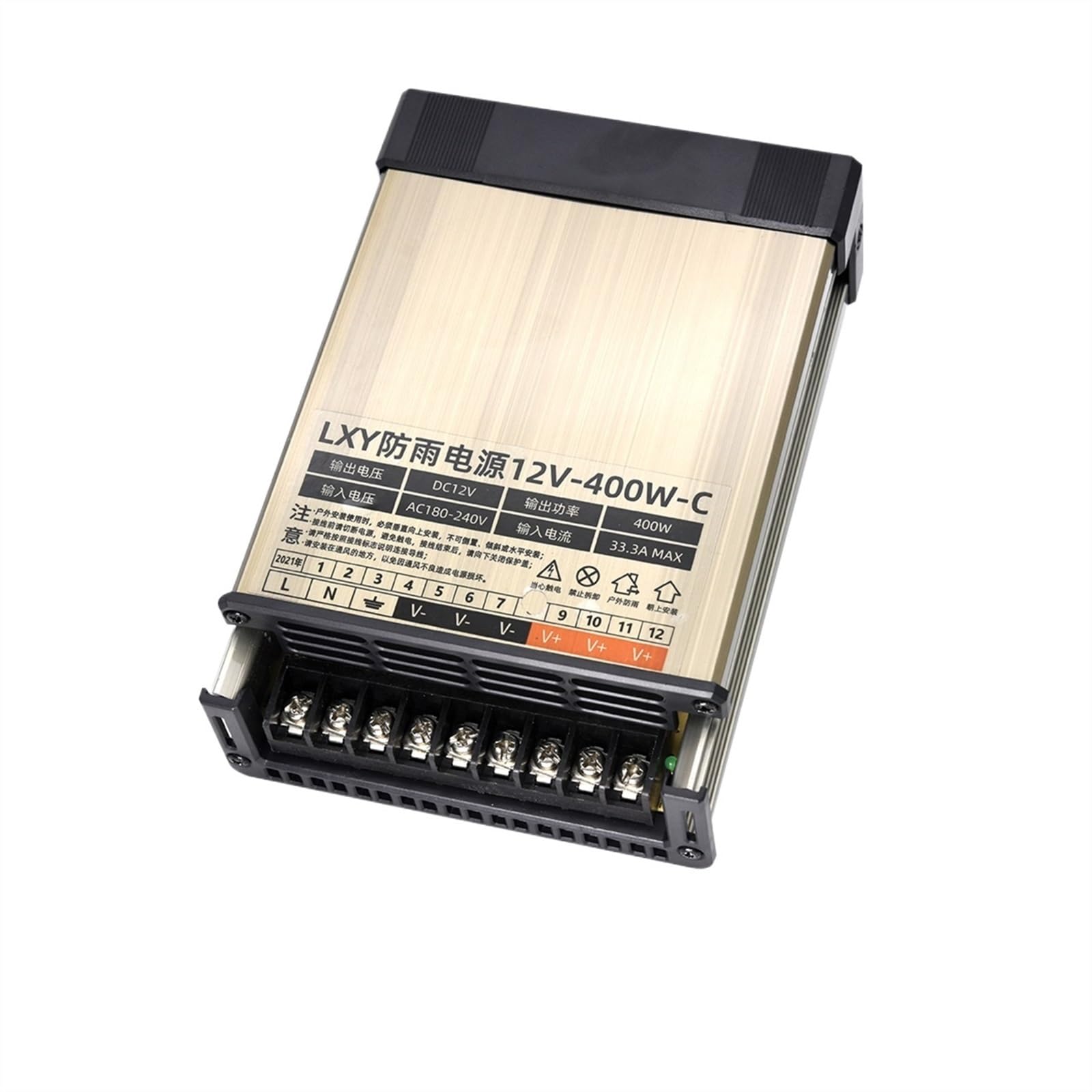 Transformateur d'éclairage en aluminium, AC 220V à DC 5V 12 V 24V, puissance de lumière extérieure 150W 200W 300W 400W 500W, alimentation du pilote LED(12V400W)