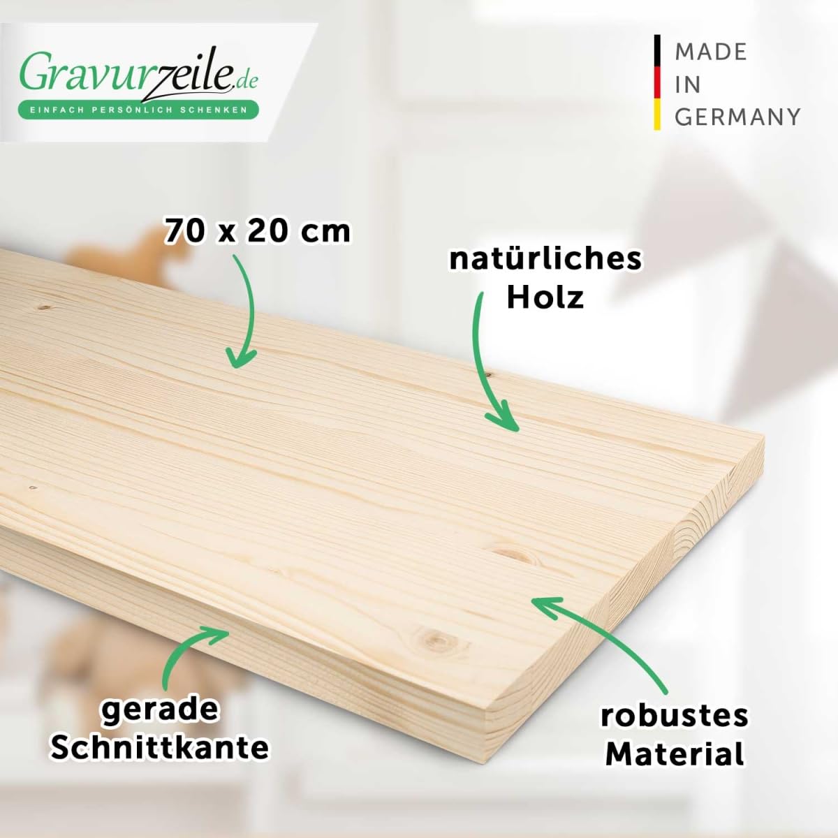 GRAVURZEILE Messlatte für Kinder aus Holz - Tiergruppe Safari - mit Namen für Kinderzimmer - Skala misst 80-140 cm - Größe 20 x 70 x 2 cm - Geschenk zur Geburt für Mädchen & Jungen - Löwe