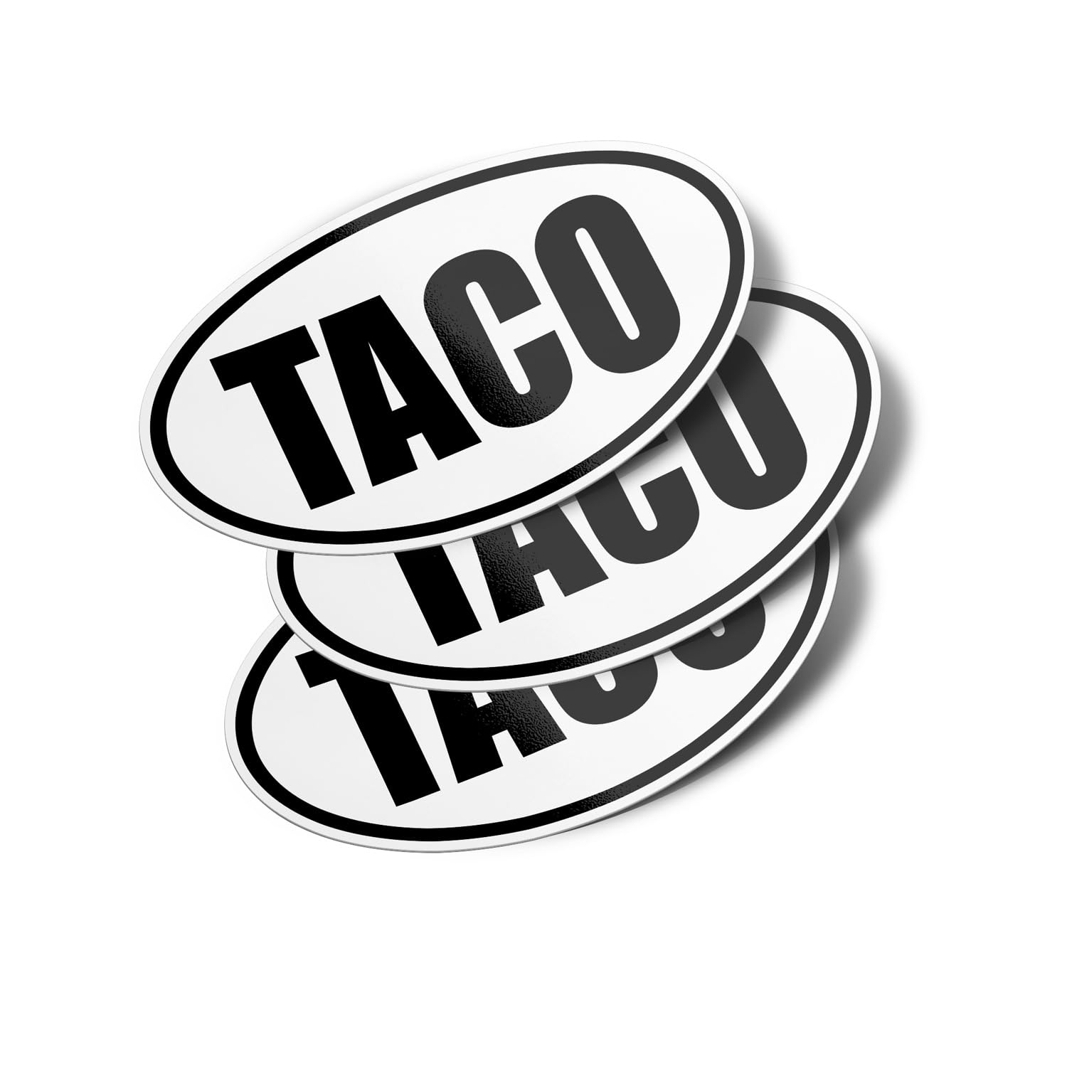 6" - Taco Funny Political Oval Vinyl Bumper Stickers (3 Pack)