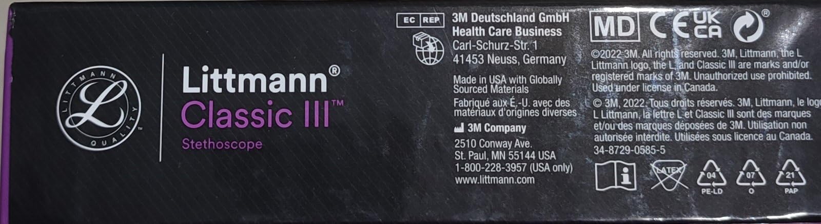 Fonendoscopio 3M™ Littmann® Classic III™ con grabado láser gratuito - Negro 5620