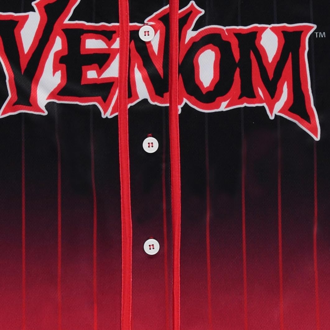 Marvel Venom - Camiseta de béisbol de Malla para Hombre, Eddie Brock, Flash Thompson, Mac Gargan, Camiseta de béisbol de Malla con Botones, Negro Rojo, S