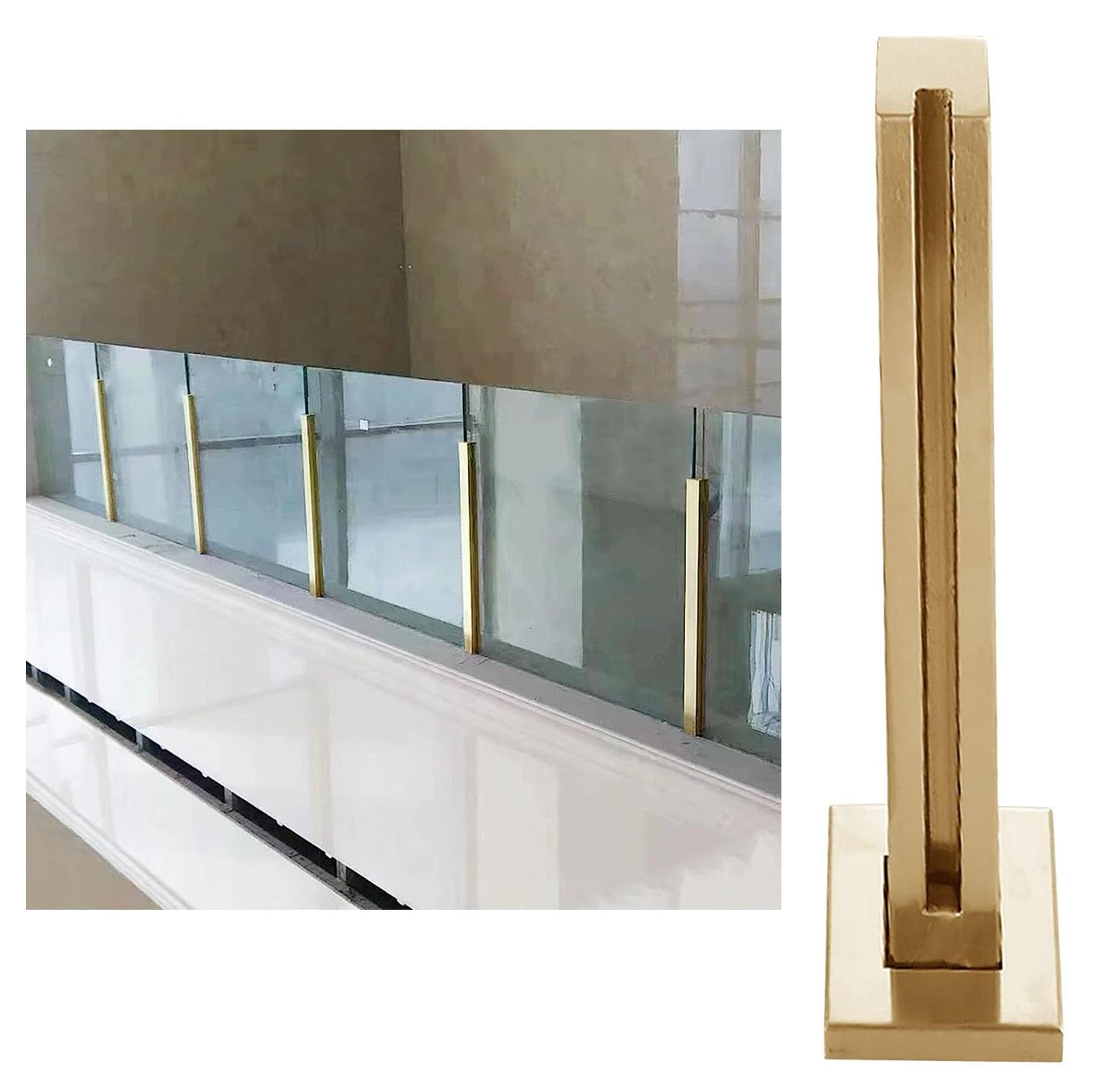 Postes de barandilla de vidrio dorado elegantes en acero inoxidable 304 para balcones