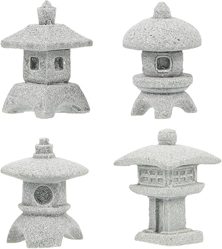 Outanaya 4 unids decoración del hogar japonesa decoración del hogar linterna de hada estatua de la pagoda china mini estatua de la pagoda miniatura