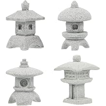 Hemoton Mini Pagoda Statues 4pcs Sandstone Grey Garden Decor