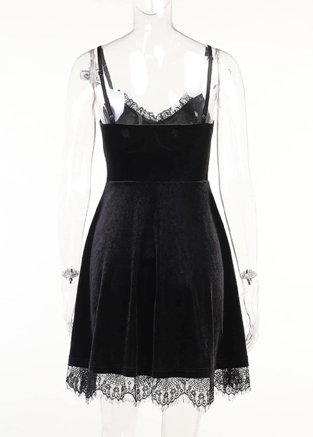 TSMNZMU Womens Gothic Lolita Dress Velvet Moon Camisole Dresses Sleeveless Punk Grunge Emo Dress Goth Alt Witchy Fairy Dress - Image 4