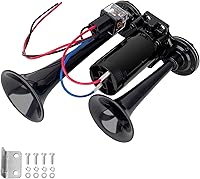 Vista 13 de Kit de bocina eléctrica negra para motocicleta, bocina de tren impermeable de 150 dB para camión, kit de bocinas de auto universal para cualquier