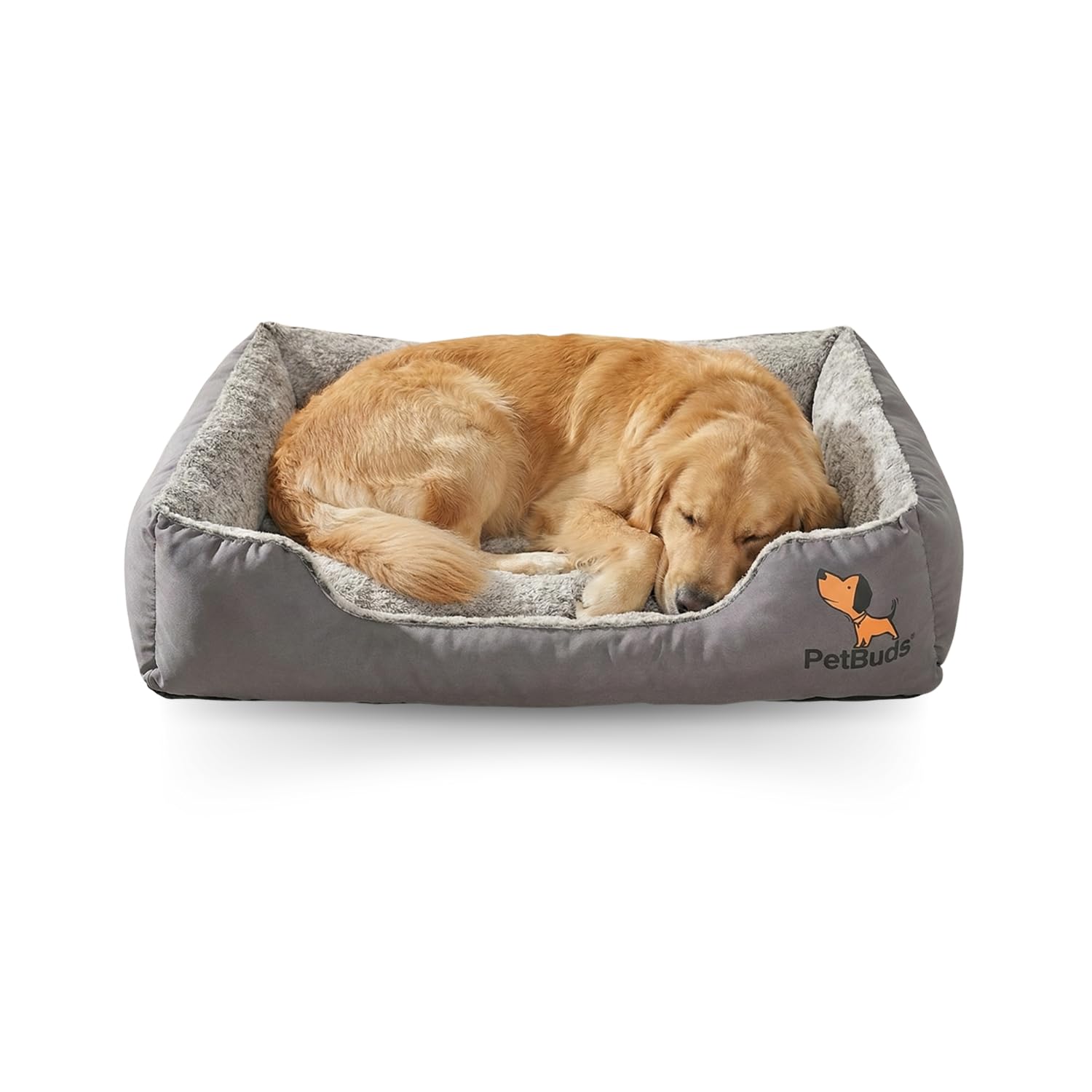 Anti-Anxiety Washable Dog Bed with Removable Reversible Cushion, Fluffy Rectangle Design, Non-Slip Waterproof Bottom – Cozy Pet Bed for Dogs & Cats, All Breeds (Grey, XXL (95x72x20cm))