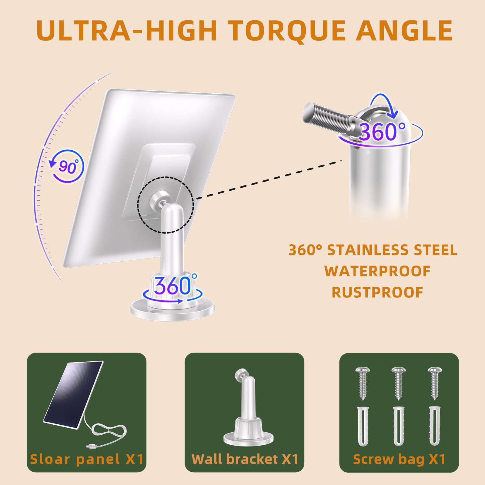 for Simplisafe Outdoor Camera Solar Panel, Cameras IP65 Waterproof Solar Charger for Simplisafe Outdoor Security Camera, 360° Adjustable Panel, 13FT Cable (White)
