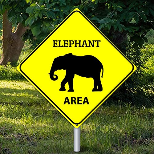 Panneau mural éléphant en métal vintage jaune 38x38 cm pour décoration extérieure et de jardin