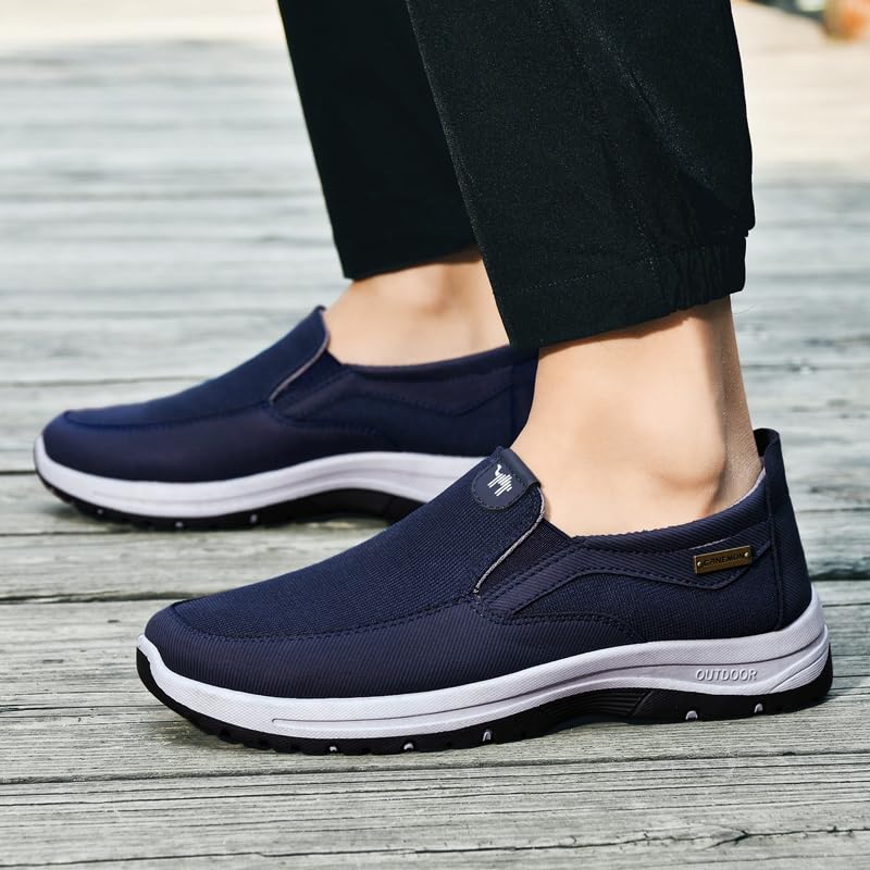 Men's Breathable Casual Slip-on Walking Shoes Comfortable Lightweight Non-Slip Canvas Hiking Shoes3