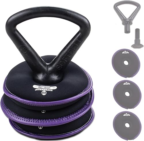 Hyperwear SoftBell - Juego de pesas rusas ajustables, discos de peso suaves recubiertos de vinilo con base de goma, equipo versátil de gimnasio en