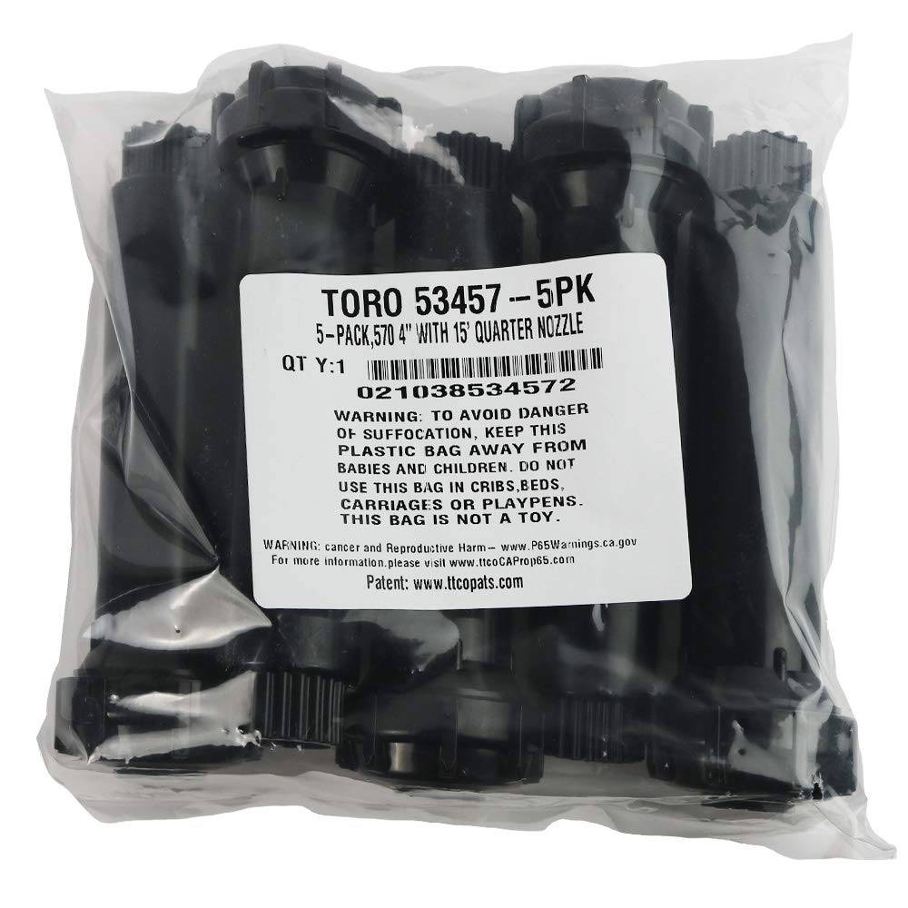 TORO 53457 5 Unidades, 570 Series 4 Pulgadas 15' Cuarto de Boquilla aspersor emergente, Color Negro