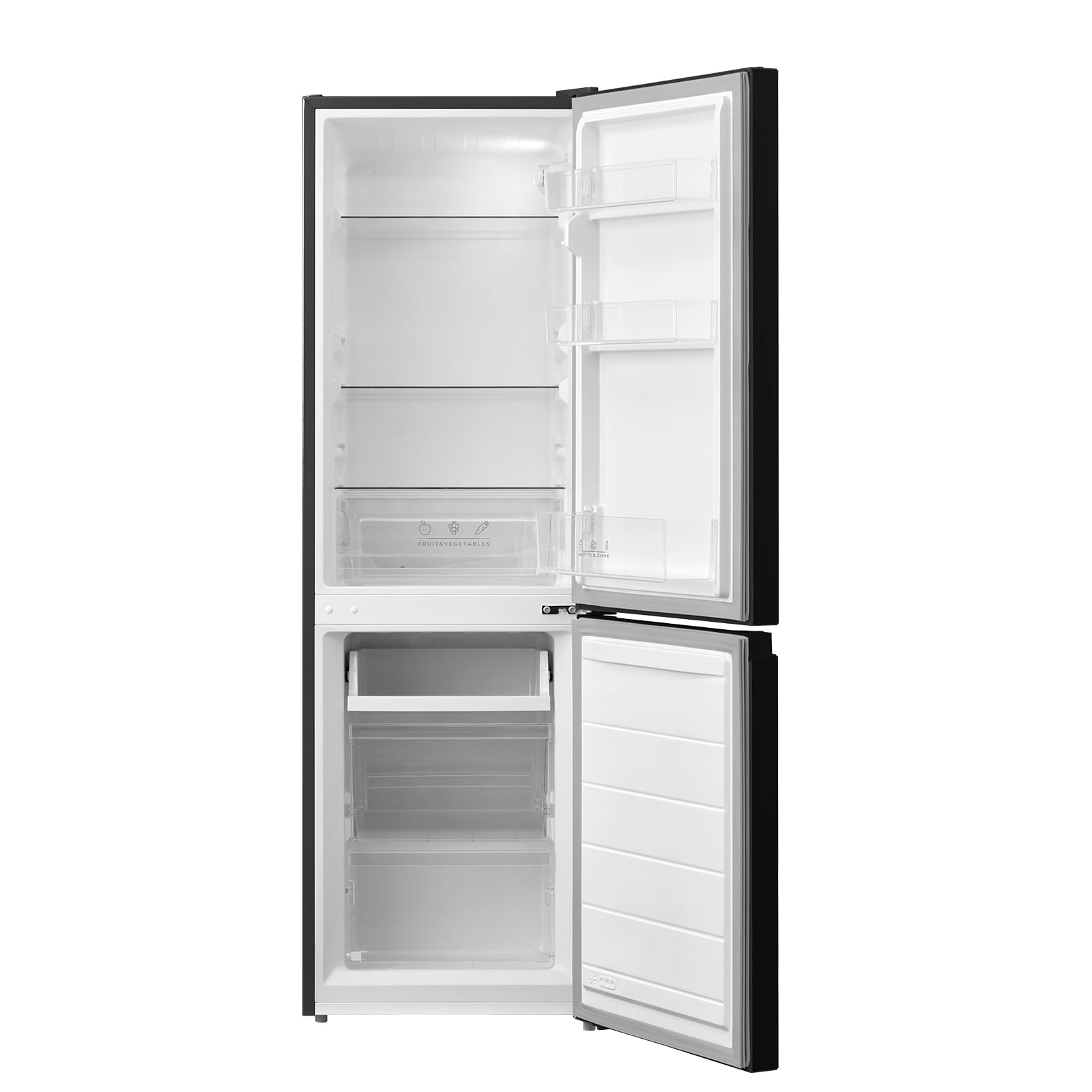 COMFEE' RCB169DK2(E) 174L Frigorifero Combinato, Altezza 150 cm, Tecnologia Low Frost, Silenzioso 39 dB, Illuminazione LED, 115L Frigo + 59L Congelatore, Libera Installazione, Nero