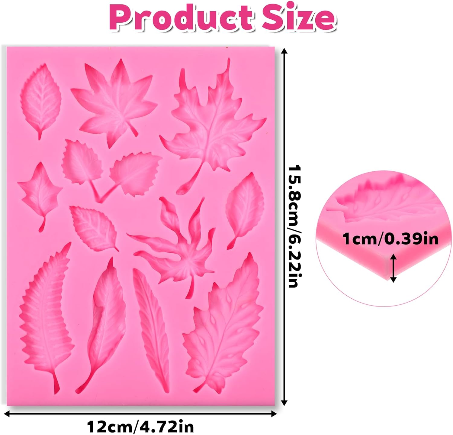 Leaf Silicone Mold Fondant Molds, Leaf Shape 3D Maple Leaves Clay Mold Silicone Air Dry Clay Molds for Cookie, DIY Cake Decoration, Cupcake Topper, Chocolate, Candy, Soap, Baking, Crafting Projects - Image 2
