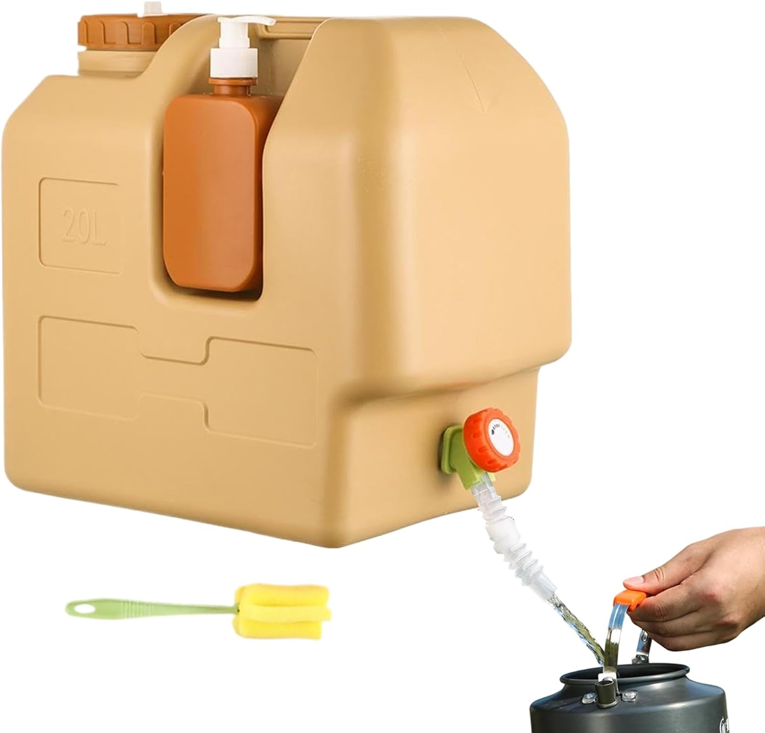 Serbatoio ‘acqua da campeggio – Grande distributore d’acqua portatile, caratteristica della bottiglia di sapone per le mani, escursionismo all’aperto, picnic, viaggio, sopravvivenza, zaino in spal