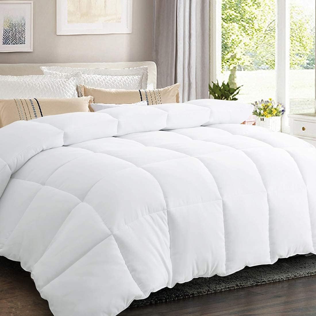 SOPAT White Twin Bed Comforter (64 X 88), All Season Down Alternative Comforter, Box Stitched Duvet Insert with Corner Tabs, Fluffy Breathable Microfiber Fill -Lightweight - Machine Washable
