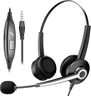 Wantek Headset with Microphone for PC Wired Headphones 3.5mm Headsets with Noise-Cancelling Microphone for Laptop - Computer Headphones with Mic in-line Control for Home WANTEK682-3.5