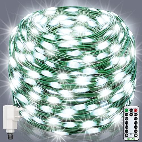 Ollny Outdoor Christmas Tree Lights 80m 800 LED Long Fairy Lights Mains Powered Waterproof Cool White Xmas String Lights 8 Modes/Timer/Remote for Indoor/Outside/Window/Party/Bedroom/Garden Decorations