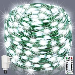Ollny Outdoor Christmas Tree Lights 80m 800 LED Long Fairy Lights Mains Powered Waterproof Cool White Xmas String Lights 8 Modes/Timer/Remote for Indoor/Outside/Window/Party/Bedroom/Garden Decorations