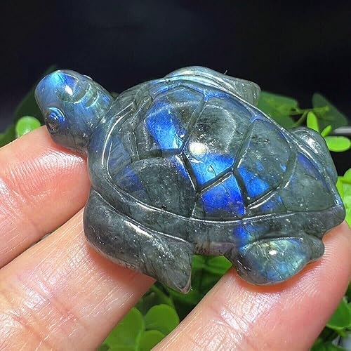 Miniatura 7 de TEAMWILL Labradorita natural tallada a mano tortuga cráneo cuarzo cristal curativo Reiki 1pc