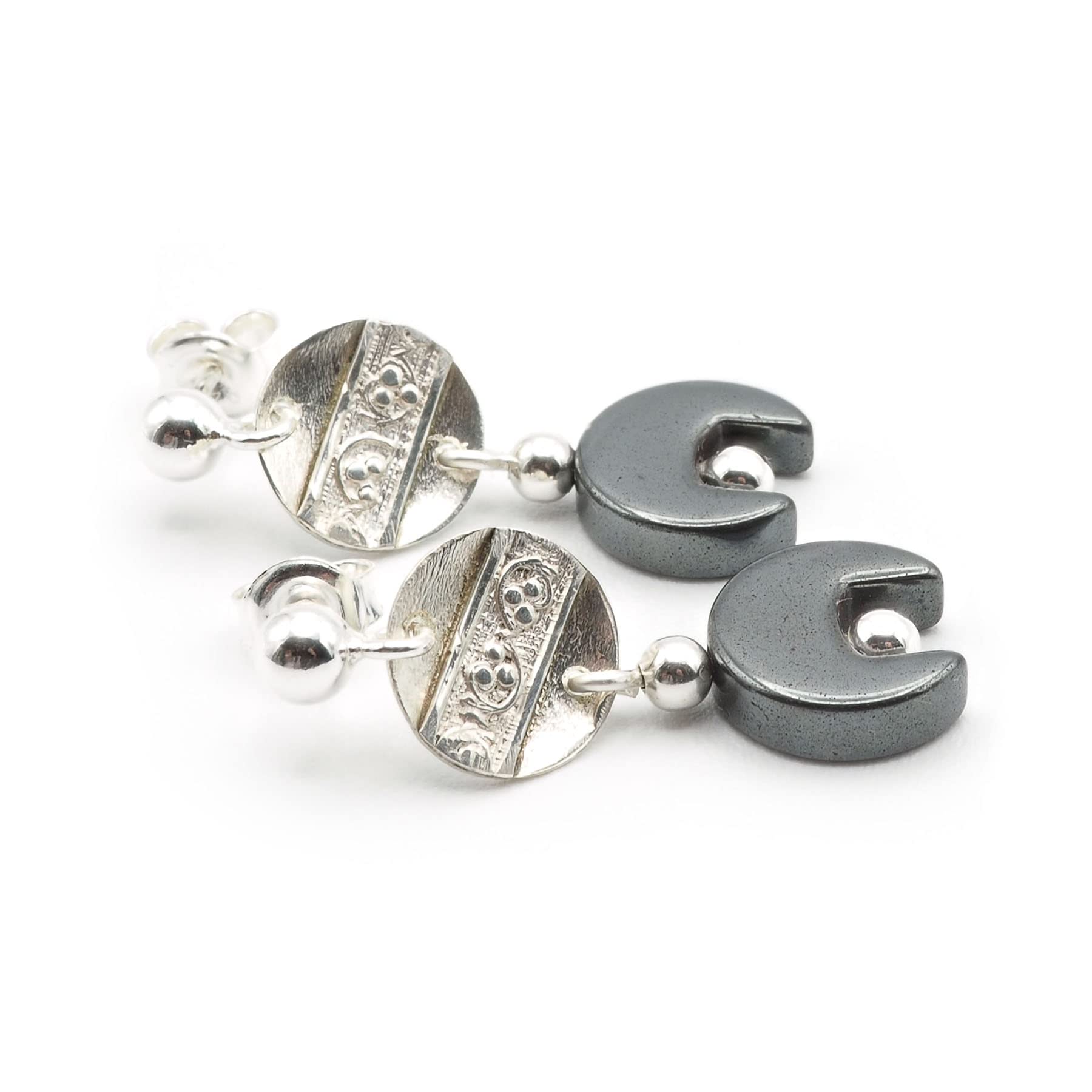 Pendientes Hematita y Plata 925