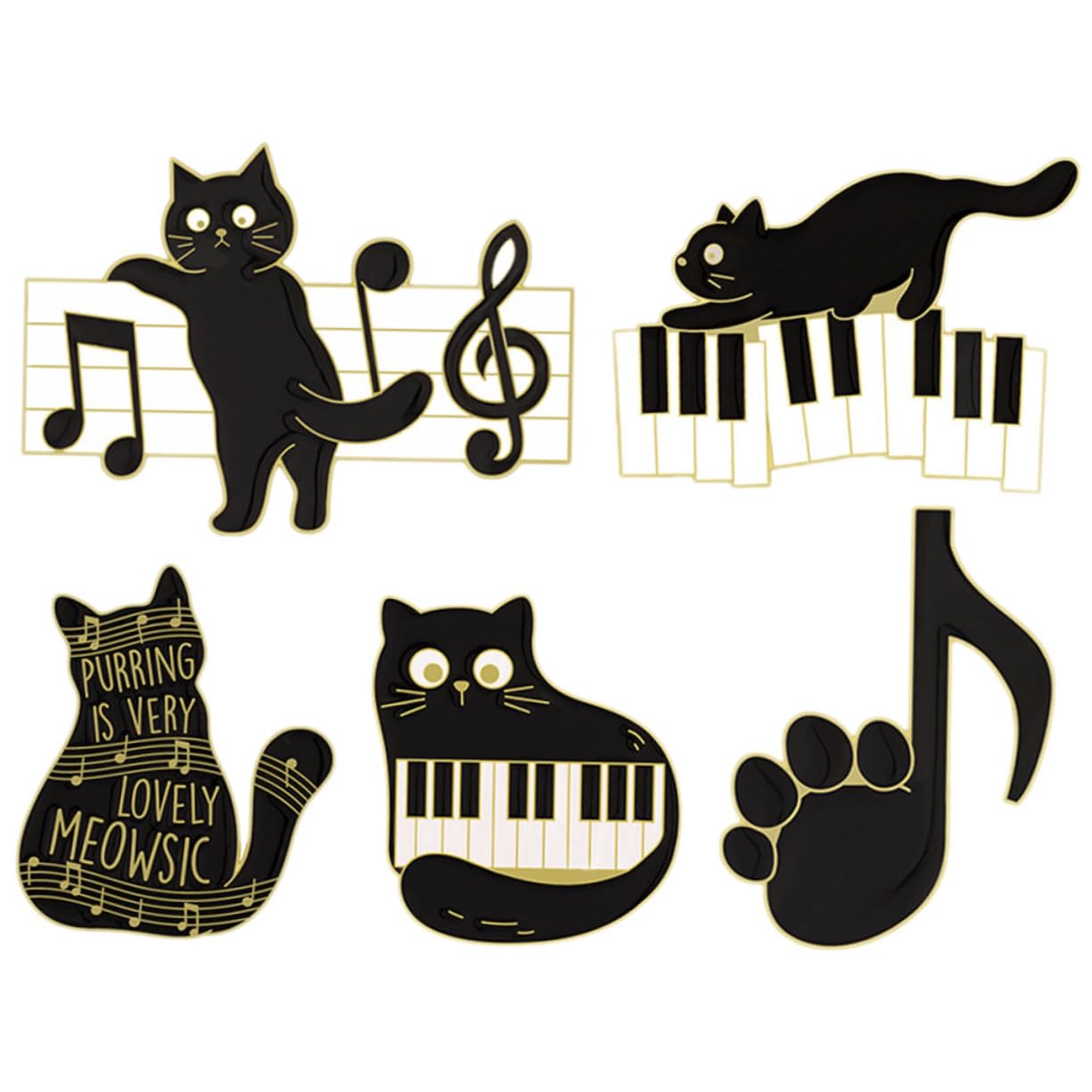 SHERCHPRY 20pezzi Spilla Smaltata Tema Musicale Con Gatto Accessorio Creativo Per Abbigliamento e Zaini Per Festività e Occasioni Speciali