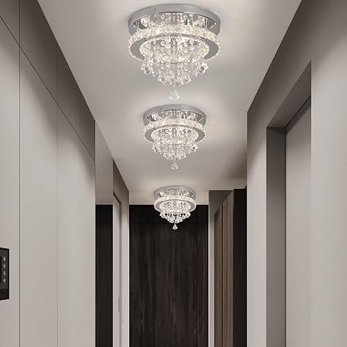 Miniatura 9 de Deckrico Lámpara LED moderna de 11.8 pulgadas con luz de cristal que se atenúa con control remoto, accesorios de iluminación para cocina,