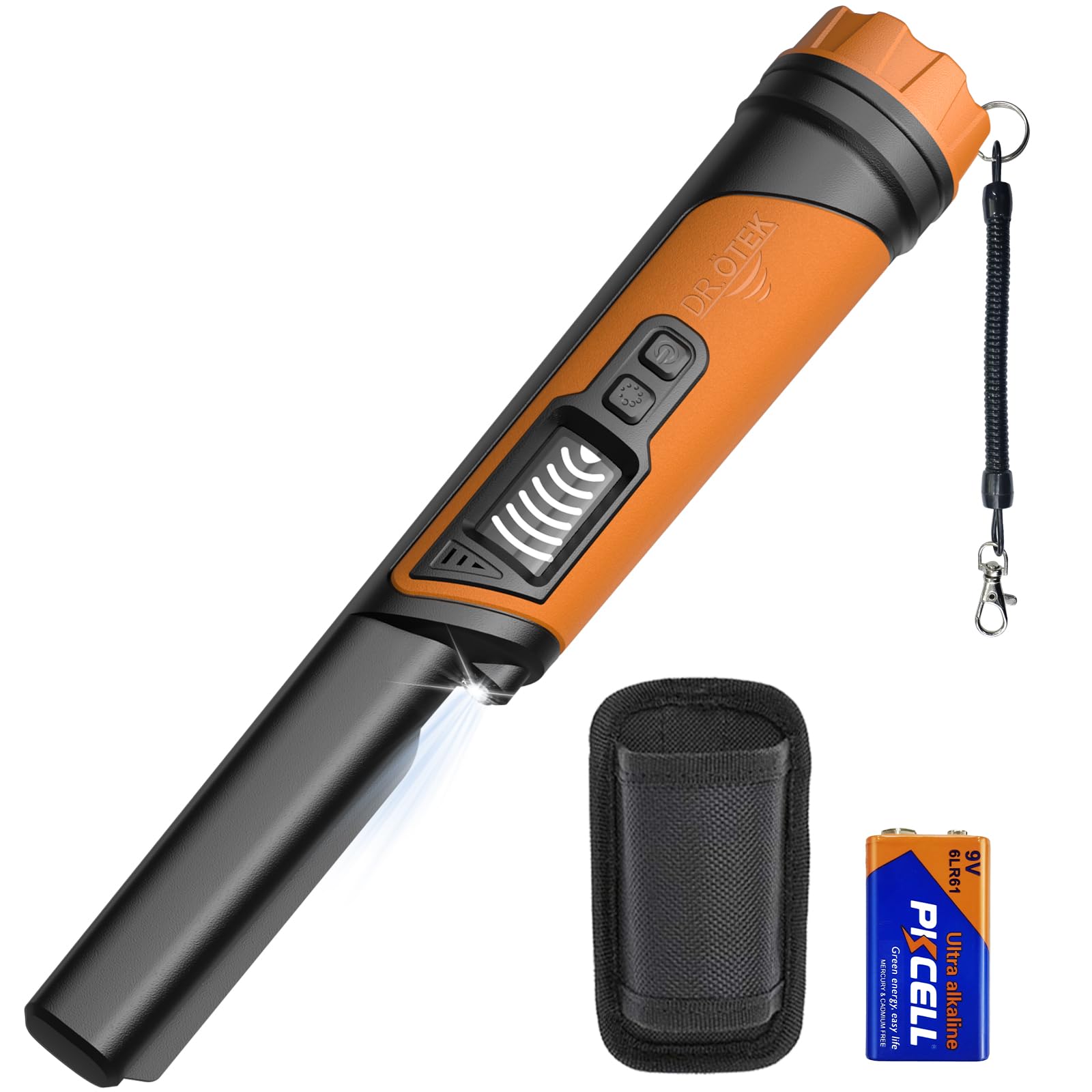DR.ÖTEK Detector de metales Pinpointer IP68 totalmente impermeable submarino de mano puntero varita, pantalla LCD, detector de metales pequeño para adultos, alta precisión, 3 modos de alerta, para