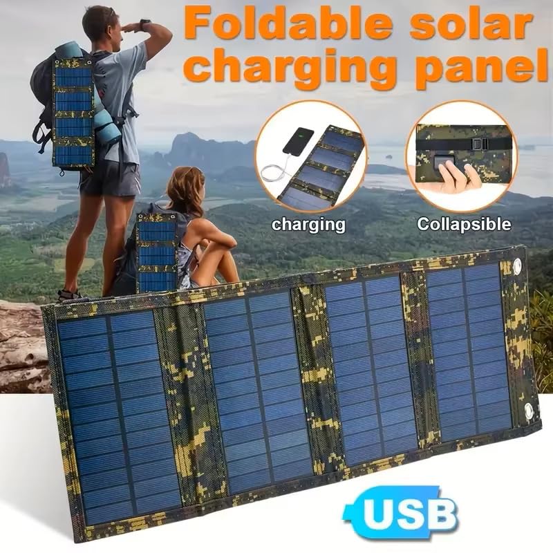 10W Cargador Panel Solar,Panel solar plegable portátil，Camuflaje