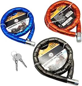 Cadeado Trava 100cm Aço Reforçado Grosso Moto Bike Portão Corrente Trava Bicicleta Portão Segurança Chave Ultra Resistente Anti Furto (Preto)