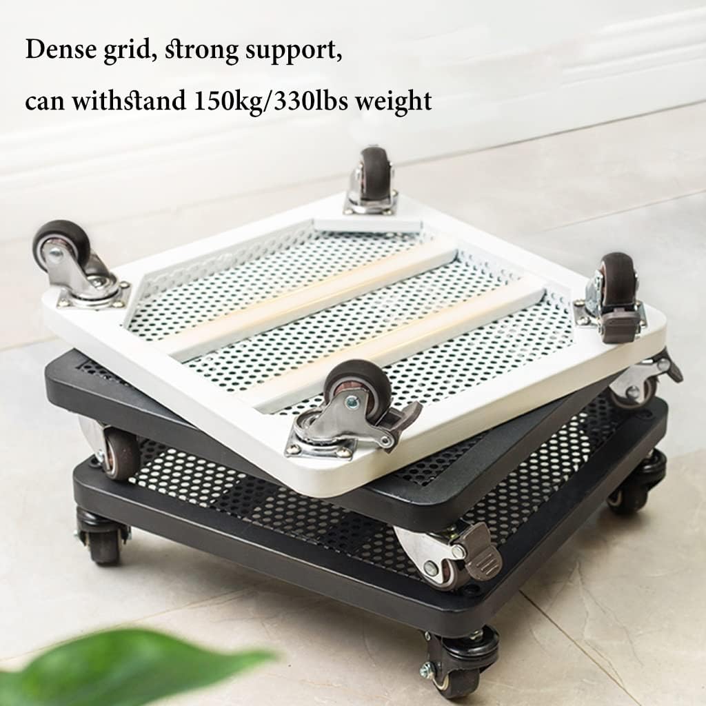 Caddies Large Metal Square Plant Caddy With Wheels Rolling Plant Stand With Casters Plant Dolly For Indoor And Outdoor Plant Pot Roller Base Square Plant Movers ( Color : /White , Size : 12 inch )