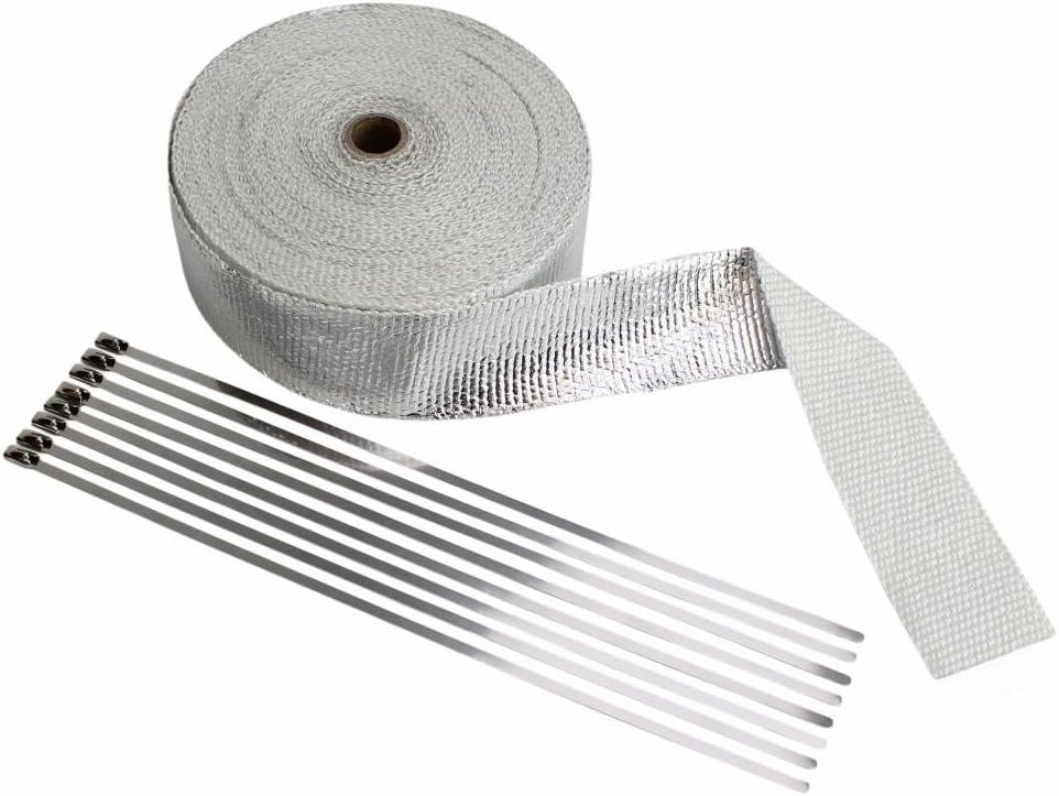 Aluminized Fiberglass Exhaust Pipe Wrap, Header, Parts, Heat, Shield, Tape Automotive, Exhaust, Heat, Sleeving